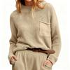 Women's Loose Crewneck Pocket Solid Color Long-sleeve Knitted Sweater Top