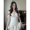 New retro girl lace fungus edge super short dress women's summer temperament thin skirt