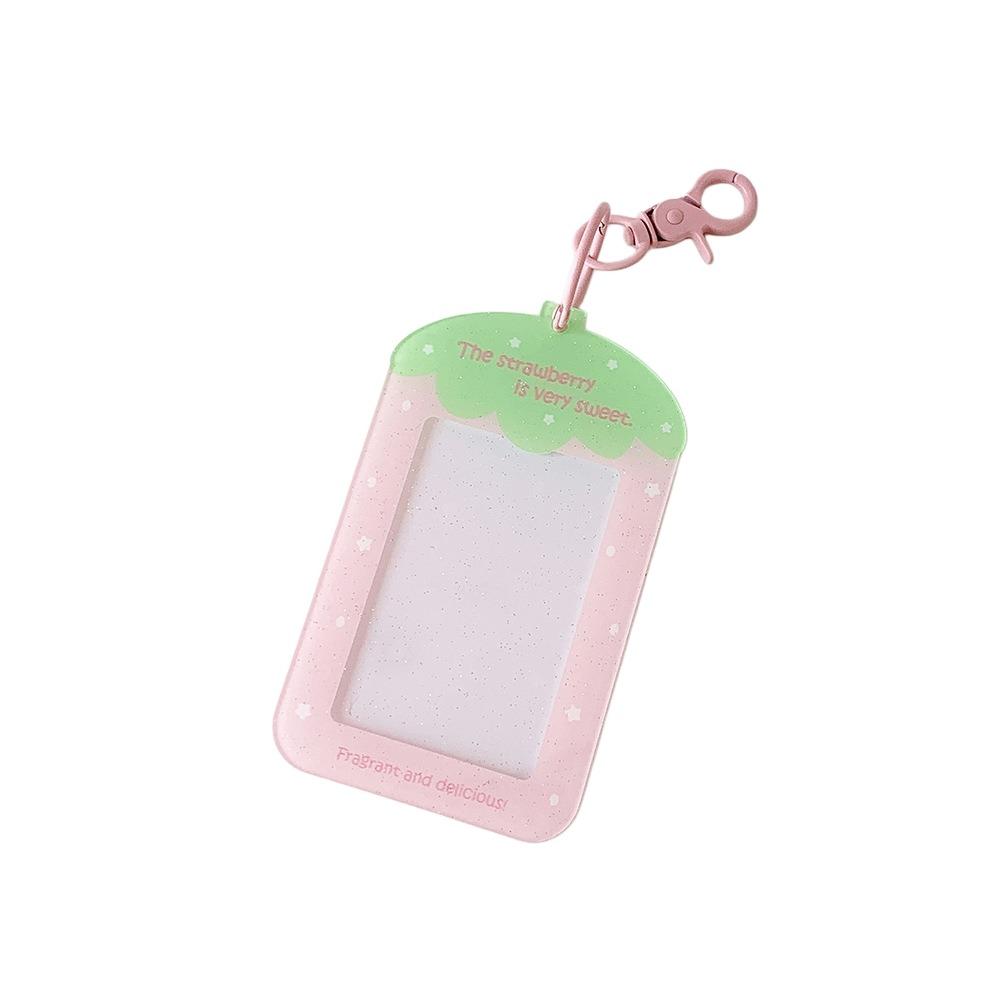 

with Keychain Acrylic Photocard Holder Fruit Strawberry Card Protective Case Card Decor Pink No Ball