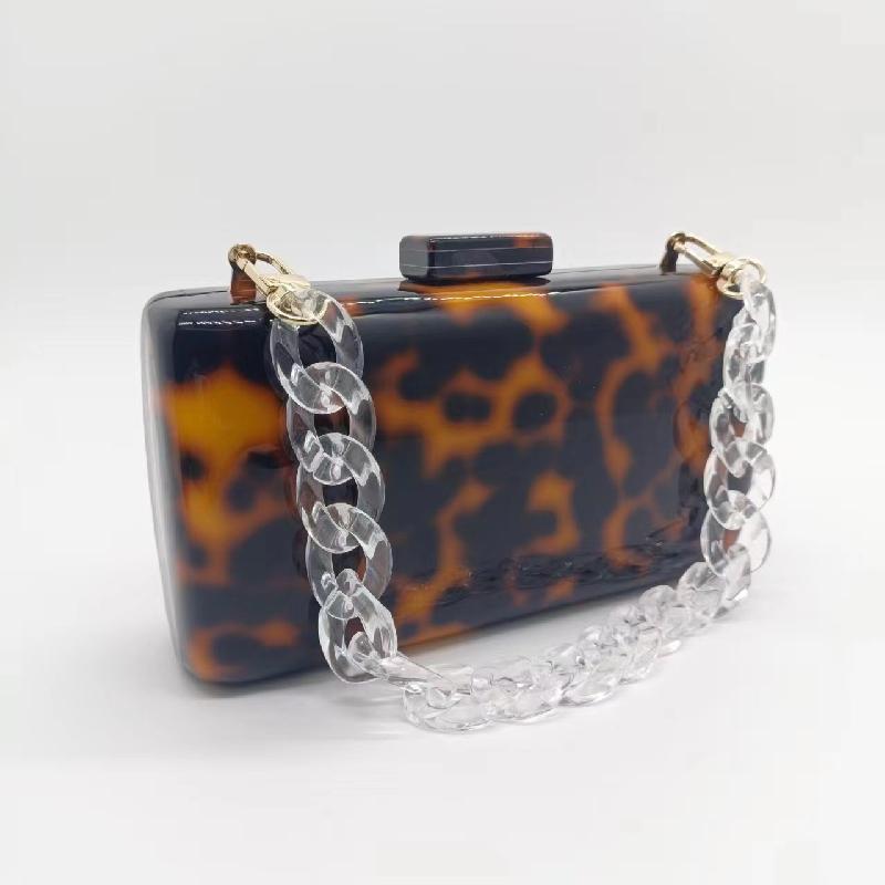 New Chain Crossbody Hangbag Clutch Acrylic Marble Pattern Shoulder Evening Bag Party Women's Cosmetic Designer Luxury Purse Tote