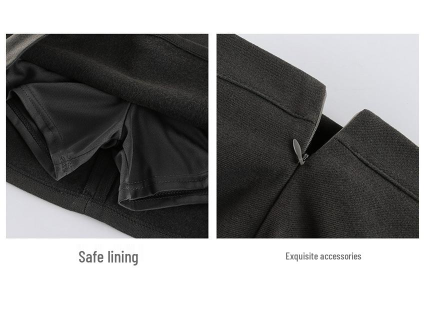 Autumn/Winter 2025 High-Waist A-line Woolen Flannel Skirt: Slimming, Hip-Hugging Design for Women