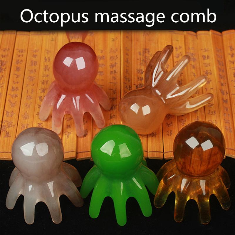 Resin Octopus Comb Head Massager Meridian Scraping Scalp Massage Brush Acupuncture Spa Gua Sha Health Deep Massage Tool