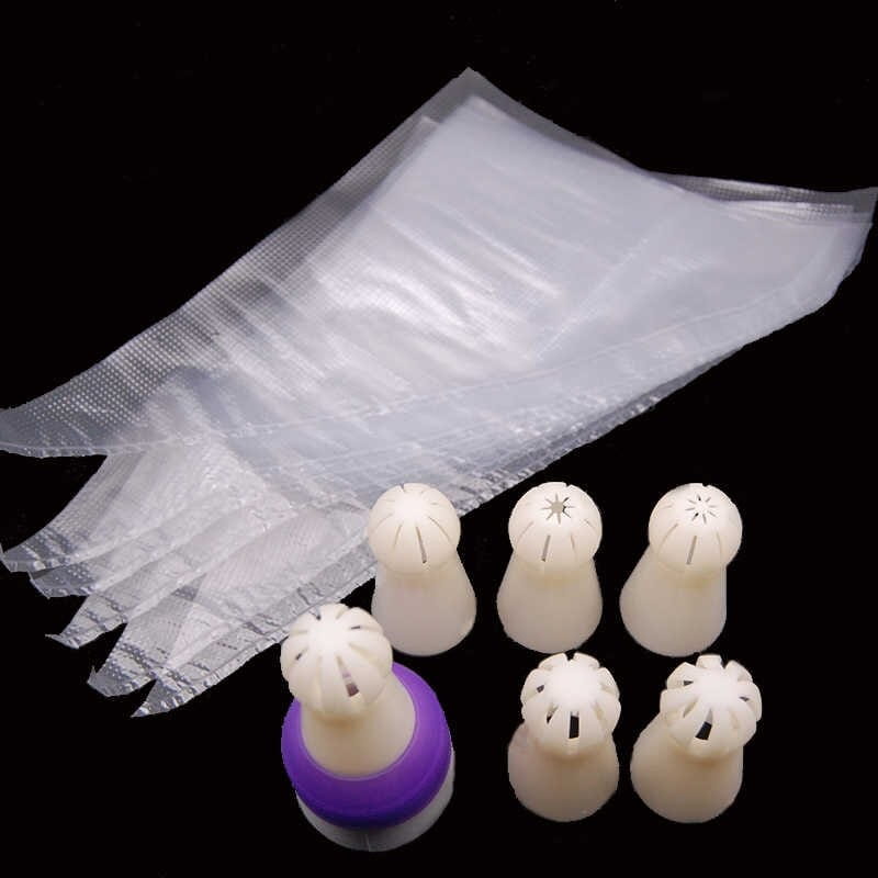 Spherical Ball Nozzles for Flower Ruffles 6 Pcs + Adapter + Bags