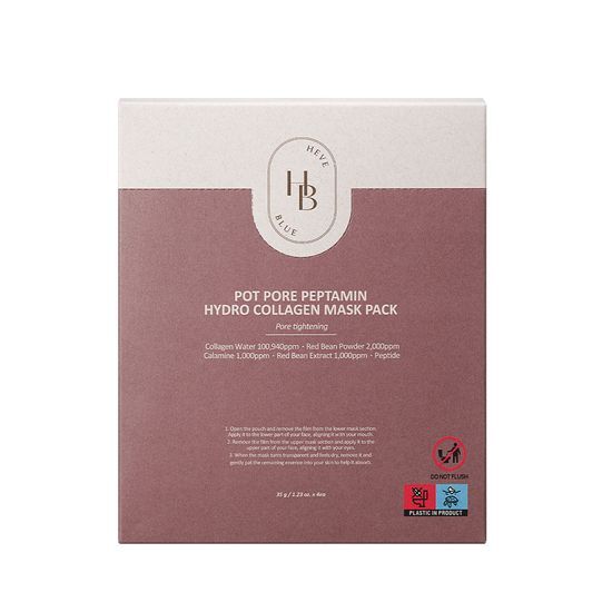 HEVEBLUE Red Bean Pore Peptamine Hydro Collagen Mask Pack (4 Sheets)