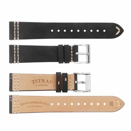 TStrap Leather Watch Strap, 20mm - Genuine Leather Watch Strap, Smartwatch Strap Replacement - Men's Replacement Watch Strap - Includes Buckle and Sli