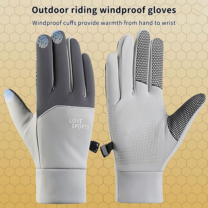 Windproof And Waterproof Outdoor Gloves Touch Screen Thumb And Index Finger Fingertips Warm Gloves For Running Cycling
