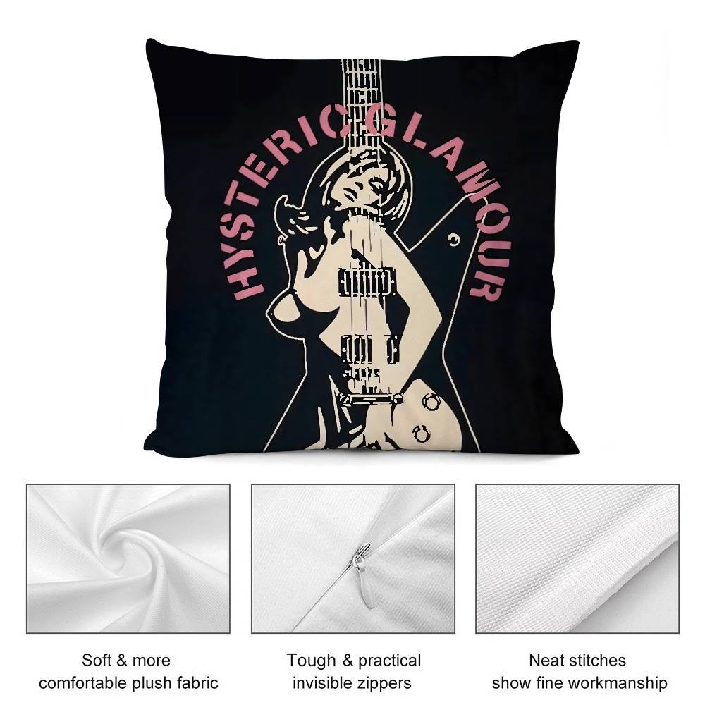 H-Hysterics G-Glamour Pillow Case Plush Fabric Soft Double Sided Print Sofa Cushion Cover Throw Pillow Covers