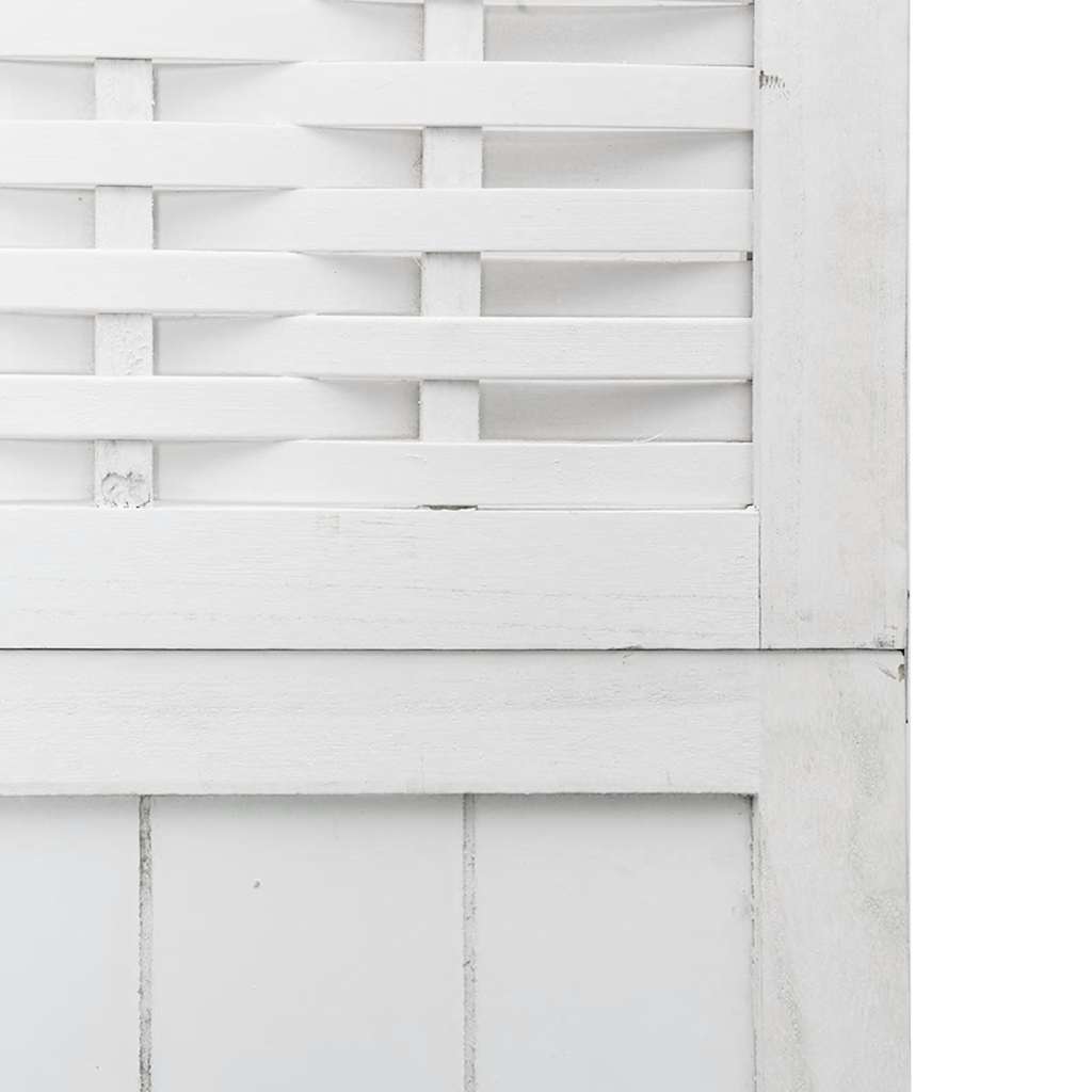 Vidaxl Room Divider, 6-Panel, White, Solid Paulownia Wood