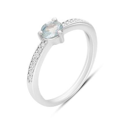 Silver Ring with Natural Topaz 0.749ct, Cubic Zirconia, Item Weight 1.85 G (2194545)