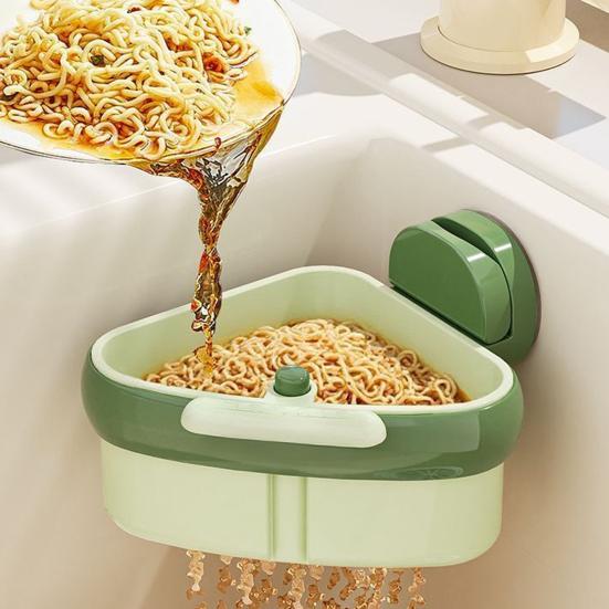 3Pcs Corner Sink Strainer Baskets Strong Load-bearing Simple Installation Suction Cup Triangle Storage