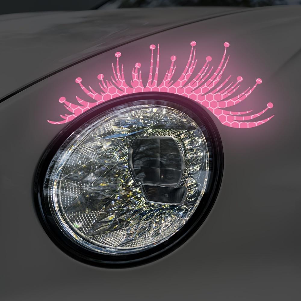 2pcs/1 Set Car Headlights Eyelashes Reflective Car Stickers Truck Light Bumper Night Driving Safety Warning Sign Reflector Decor