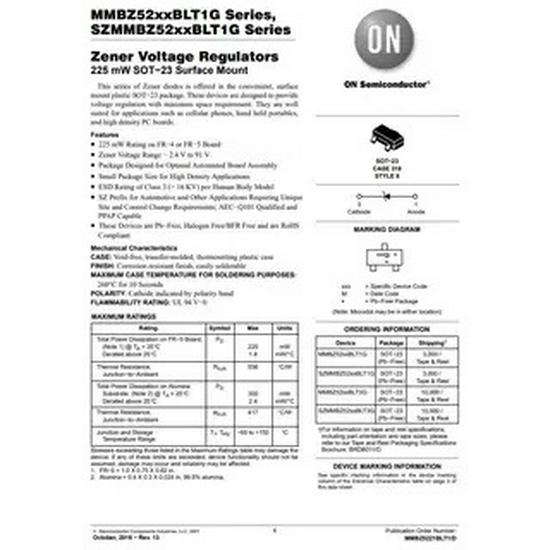 New SZMMBZ5231BLT1G Voltage Regulator Diode, SOT-23-3 Package