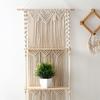 3 Layer Large Macrame Wall Hanging Shelf Macrame Floating Shelf Boho Home Decor Handwoven Rope Plant Display Rack Wall Organizer