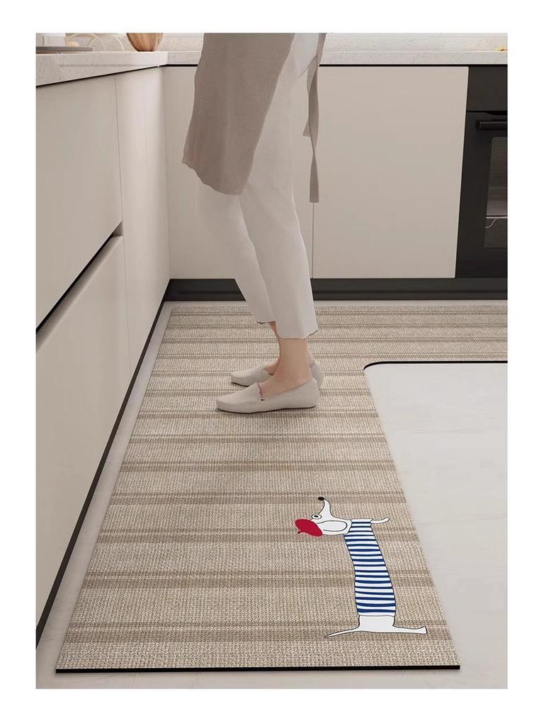 G5U2025 Anti-slip L-shaped Kitchen Mat - Absorbent, Diatomaceous Earth, No-wash, Wipe Clean, Anti-fall.