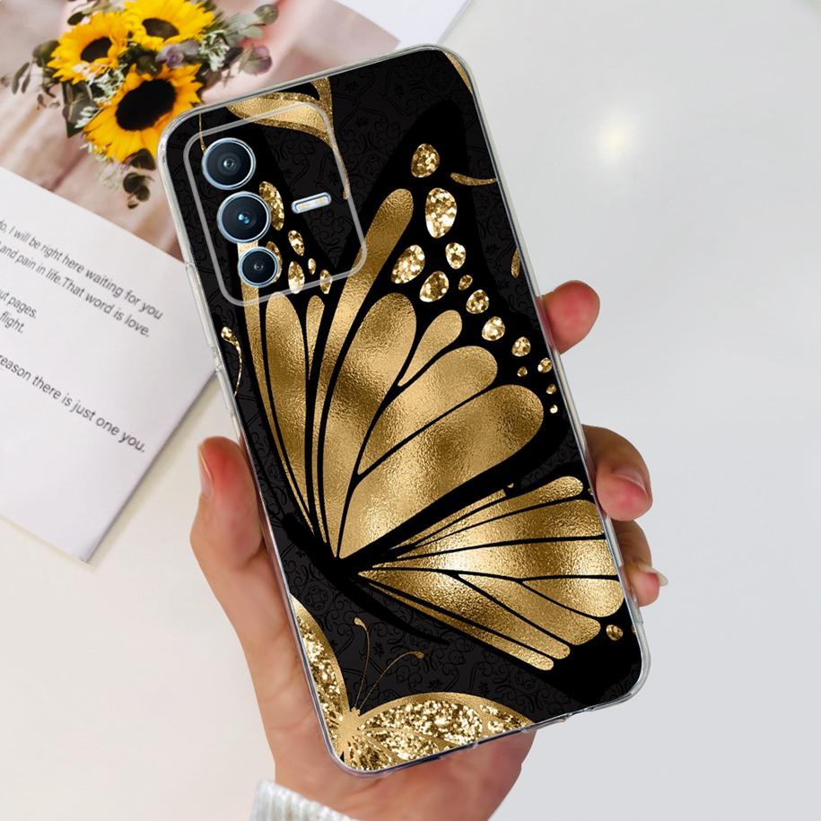 For Vivo V23 Pro V2132 Case For Vivo V23 5G V2130 V2303 Cover Fashion Flower Clear Silicone Phone Case For Vivo V23e V 23 Bumper