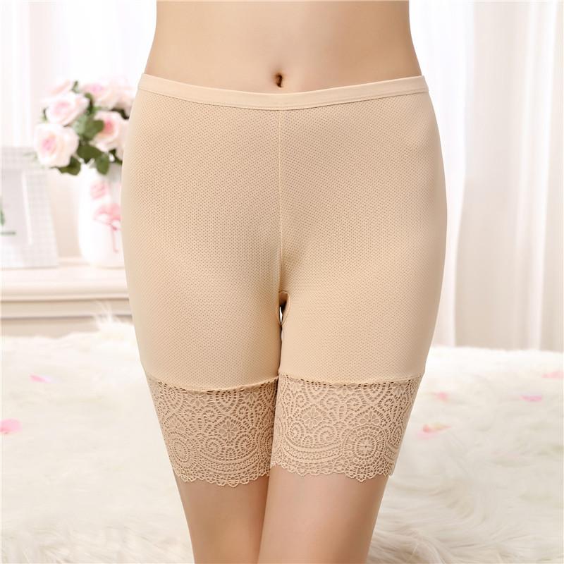 Bezešvé spodní prádlo šortky Ženy Měkká Bavlna Bezpečnostní Krátké Kalhoty Dámské Sexy Krajka Černé Boxerky Ženy Nadměrná velikost BoyShort Kalhotky