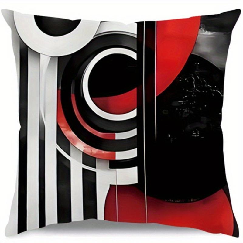 Federa per Cuscino a Strisce Geometriche Astratte Rosso Bianco Nero Federa Decorativa per Cuscino Decorazioni Moderne Artistiche per la Casa Divano Letto Stanza