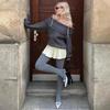 Pure cotton vertical leggings, high-end gray spring, autumn and winter thickened thermal leggings with feet and women's large-size stockings