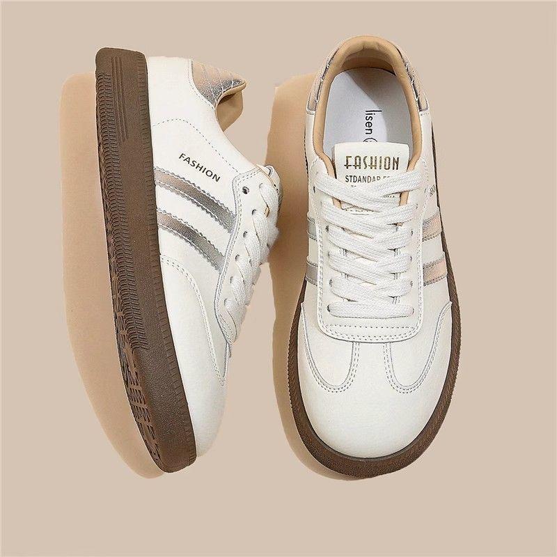 Leather German training shoes women's versatile soft soles are not tired women's shoes 2025 spring and summer new breathable casual Forrest Gump shoes