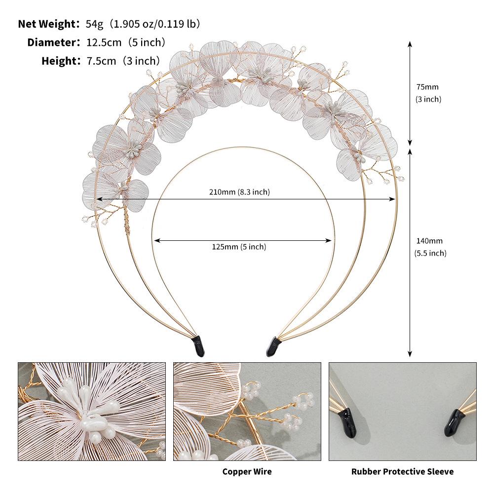 Vintage Lolita Virgin Mary Halo Tiara: Handmade Floral Pearl Headdress for Fashion Shows