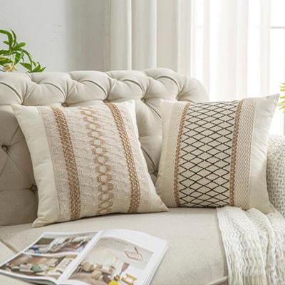 2 Pièces 45*45cm Housse de Coussin Décorative Bohème Couleur Assortie Forme Carrée Chambre Salon Canapé Décoration Housse de Coussin