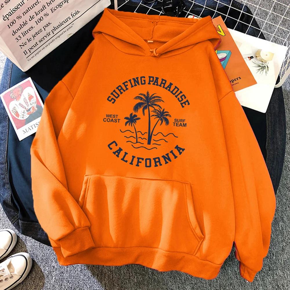 Surfing Paradise West Coast California Sweatshirt Female Hip Hop Hoodie Cartoons Loose Sportswears Autumn Fleece Women Unisex Hoody