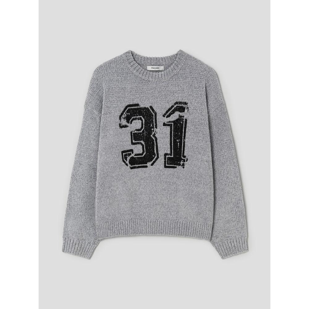 8seconds Chenille Print Knit Pullover Gray