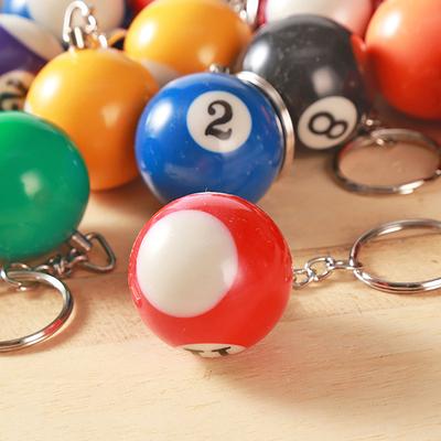 Creative Billiard Pool Keychains Kroužek na klíče s kulatou kuličkou Přívěsky na klíče Pryskyřice 32mm Ball Šperky Dárek