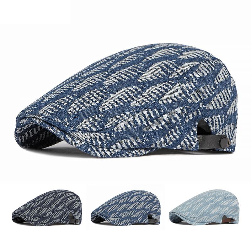 

Берет с принтом, женский весенне-летний осенний мытый ковбойский кепка, британская кепка вперед, мужская кепка-газета для мальчиков, фуражка тёмно-синий
