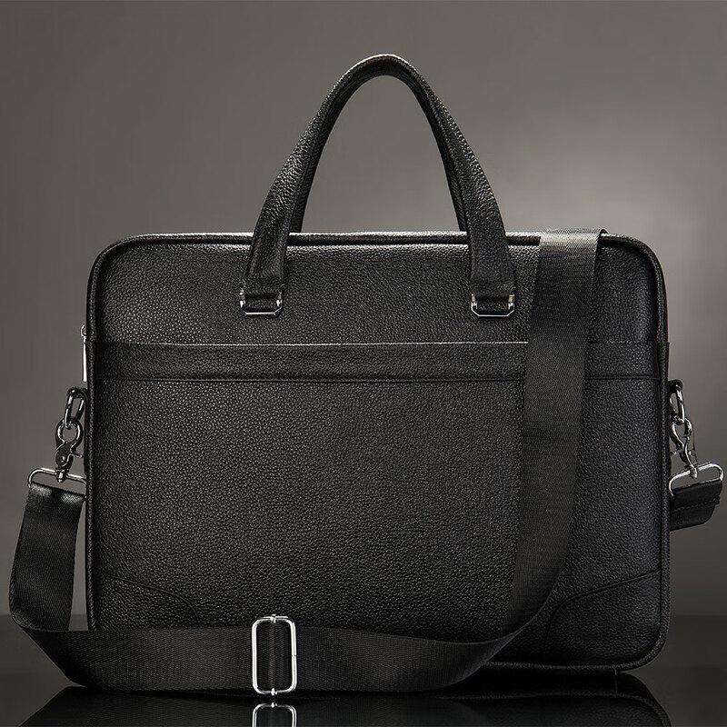 Miling Business Commute Top-Grain Leather Laptop Briefcase One Size