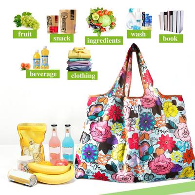 Yousheng Reusable Shopping Bag with Unique Patterns Foldable Portable Large Capacity Waterproof Oxford Cloth Grocery Bag