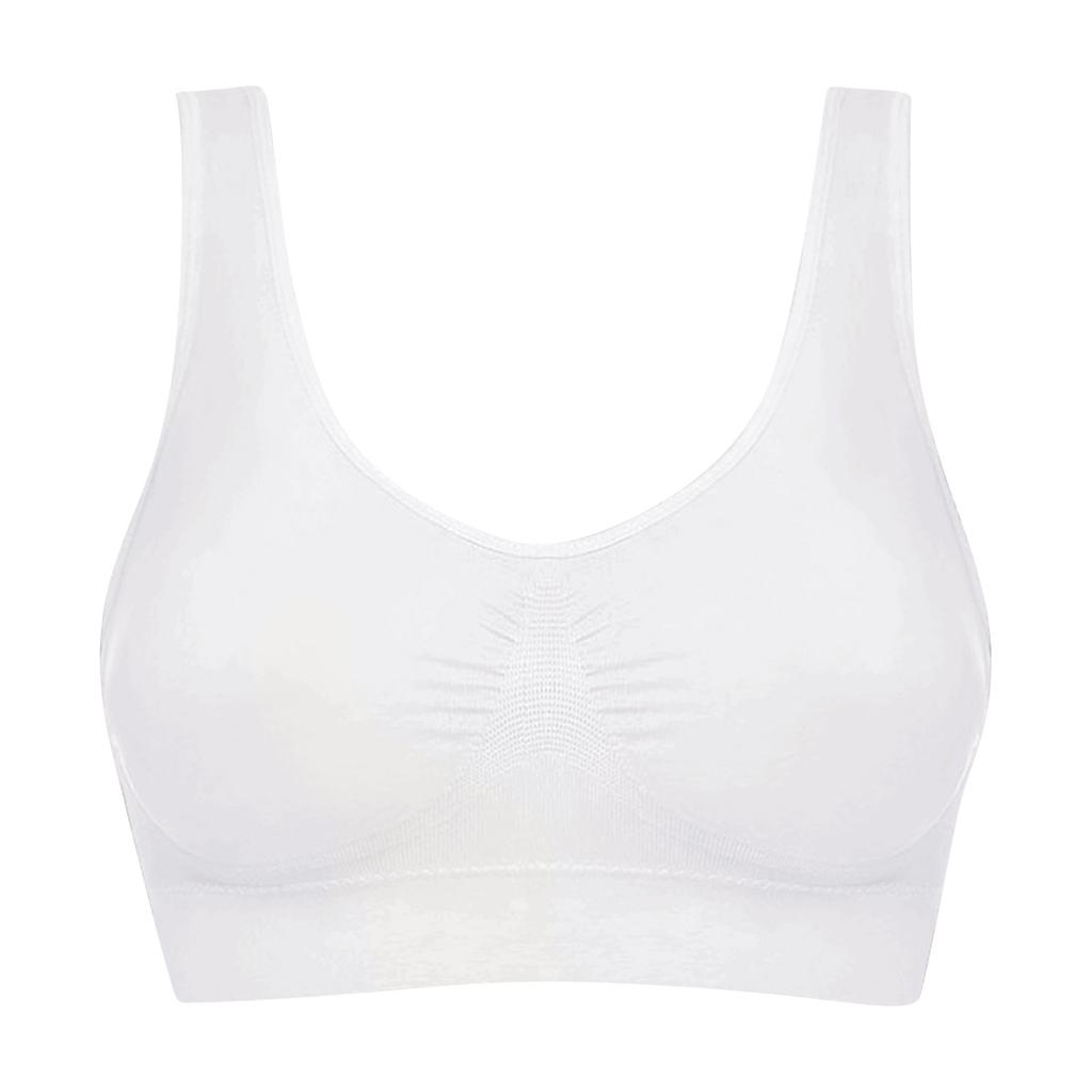 Wireless Padded Bra for Women Seamless Comfort Stretch Fabric Soft Support Vest Style Bra with Removable Pads No Underwire