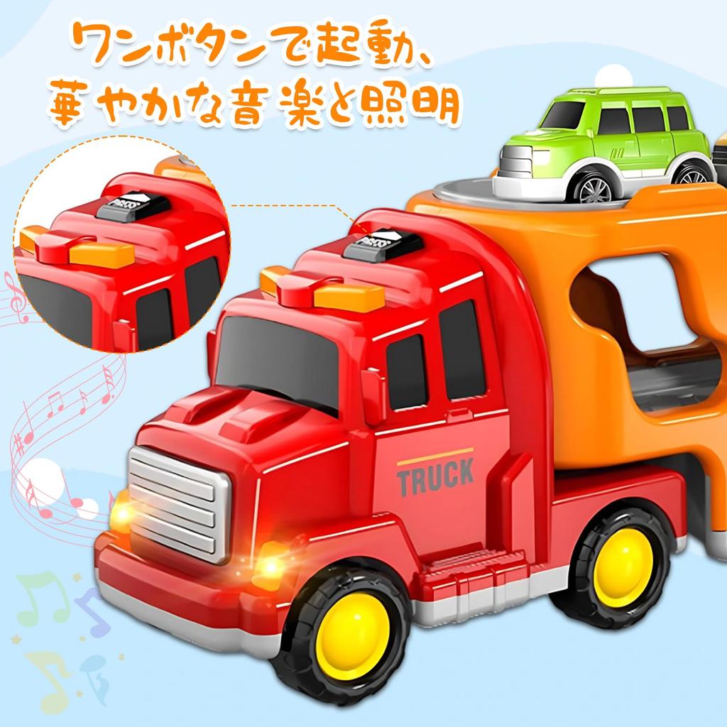 HIWO Car Toys for Boys Ages and 6 and Educational Toy Set of 5 Large and Small Vehicles Large Truck 4 Mini Construction Fire Indoor Mini Educational