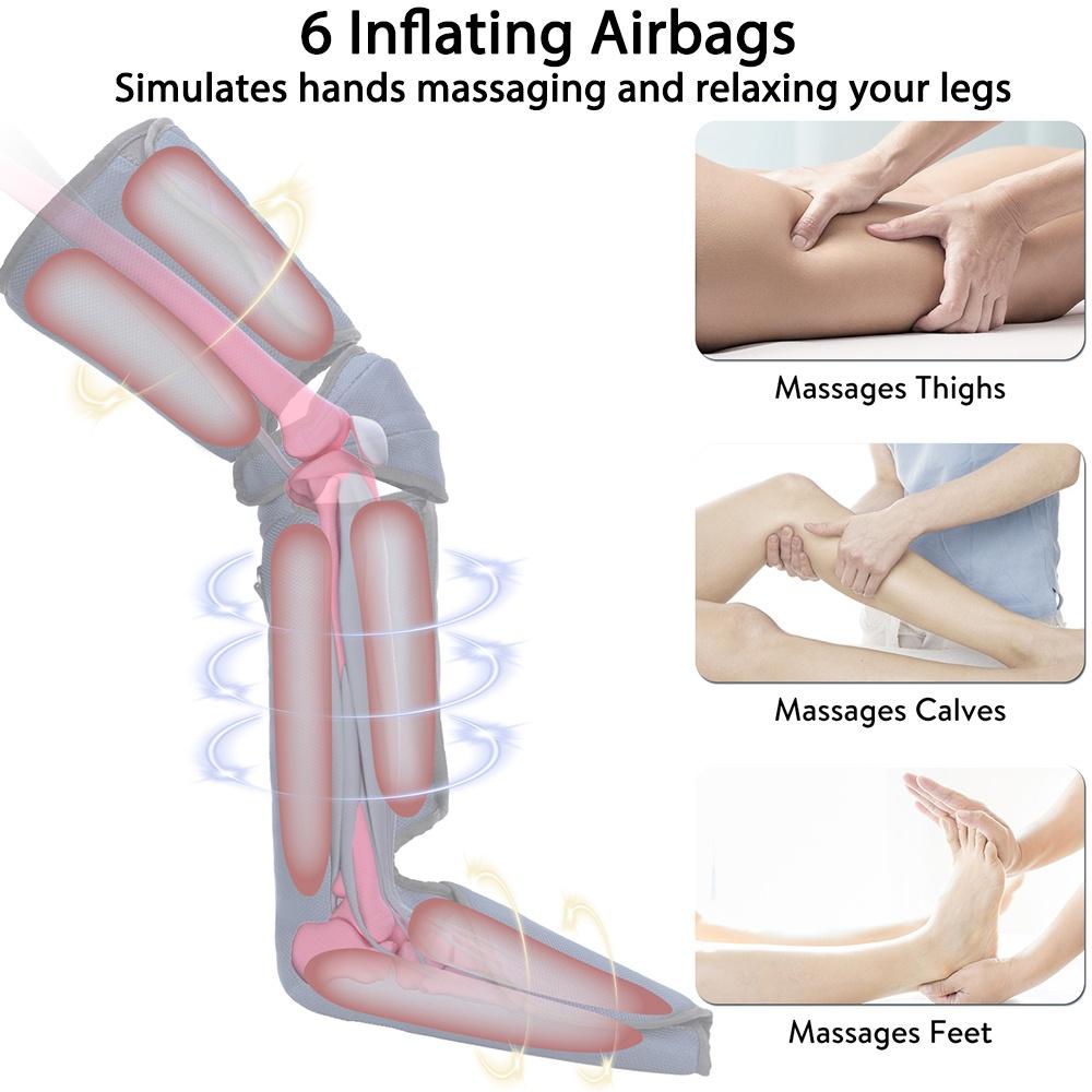 3 Intensities 3 Modes Leg Air Compression Massager Heated for Foot and Calf Thigh Circulation with Handheld Controller New