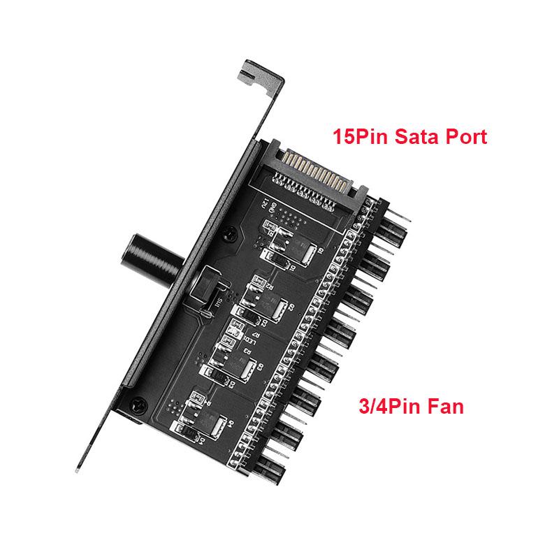 7/8-Channel Cooling Fan Hub Speed Controller Cable Splitter 3Pin 4Pin Power Supply Sata Charging Radiator for PC Temperature