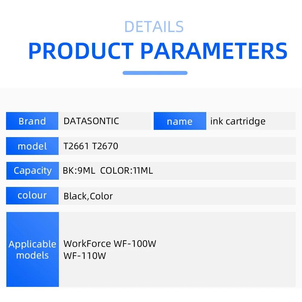 Compatible with T2661 T2670 Premium Color Compatible Ink Cartridge for Epson WorkForce WF-100W WF-110W Printer (EU) cartridges