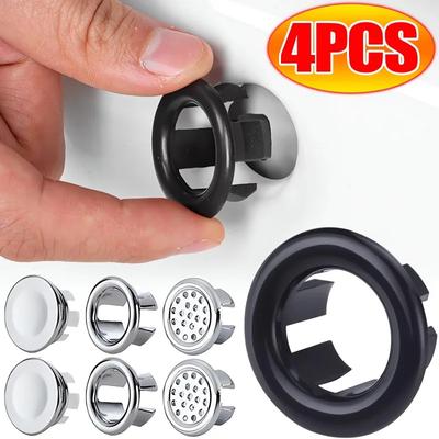 4/1Pc Wash Basin Sink Hole Overflow Ring Hollow Plug Kitchen Bathroom Insert Replacement Trim Bath Drain Cap Plastic Round Cover