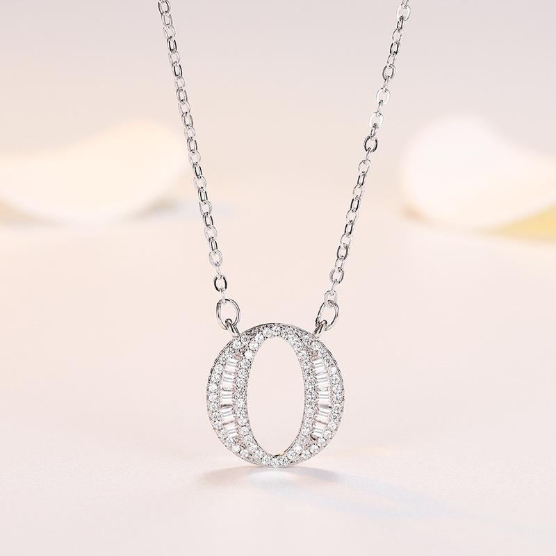 

New 925 Sterling Copper 26 letter necklace Personal name handmade Zircon For Women Wedding Charm Fashion