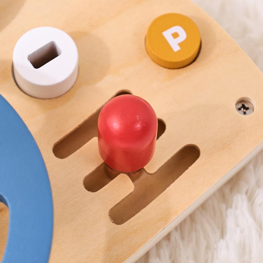 Montessori Busy Board Sensory Toys Wooden Steering Wheel Switch Control Board for Children Travel Activities Games Gifts Toy