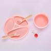 Silicone Baby Tableware Set: Non-slip Bowl, Bib, Plate, Fork & Spoon - Food Grade Material