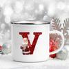 26 Letter Santa Claus Printed Enamel Cup Milk Juiice Coffee Cup Mug Best Christmas Gift For Family Friends
