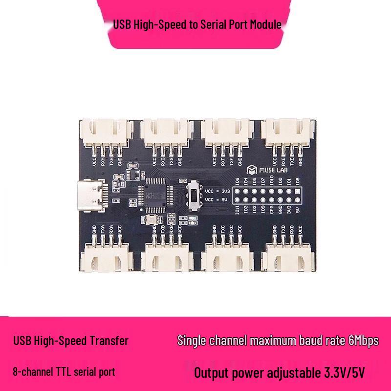 USB to 8-Channel TTL Serial Module with CH348 & Type-C