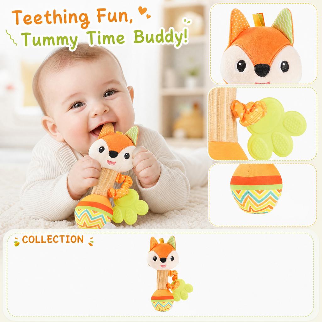 Baby Teething Toy Handheld Grasping Rattle for Infants