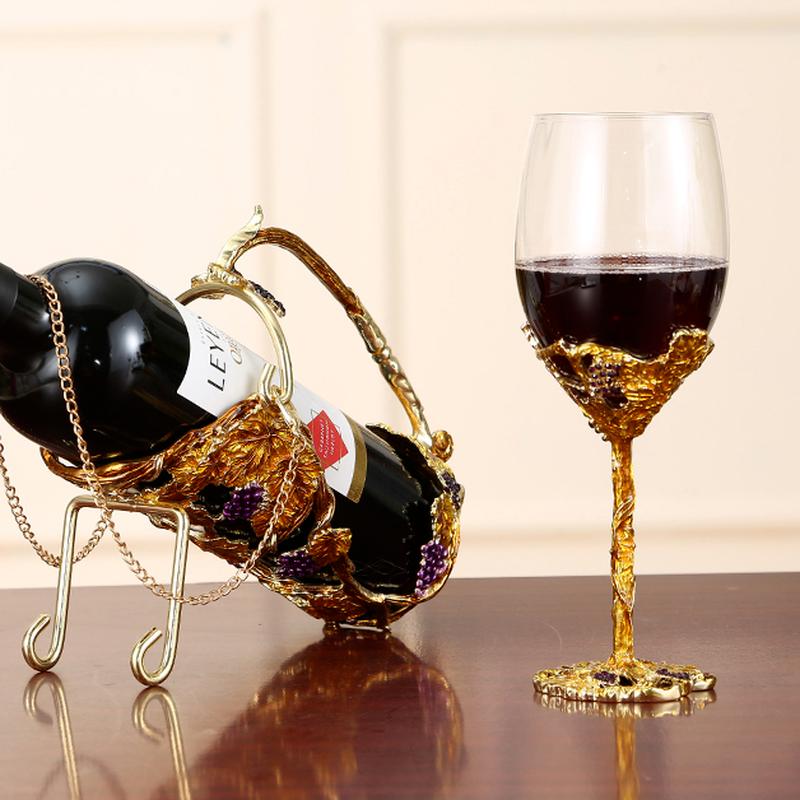 Enamel Crystal Wine Glass Set Cup Goblet Drinking Glasses Drinkware Decorative Red Cocktail Gift