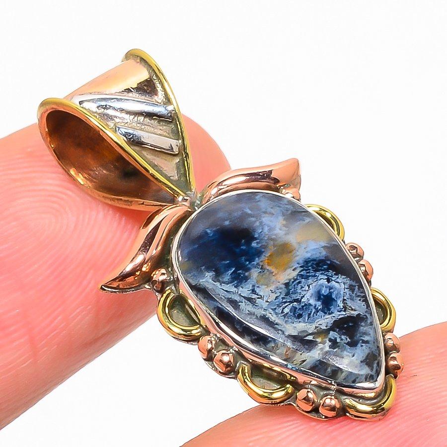 Naturalny Kamień Pietersyt Dwukolorowy Srebro Próby 925 Wisiorek 1,25" T8r55