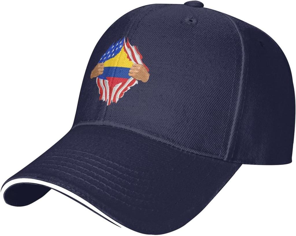 Torn Colombia Flag American Stars Stripes Baseball Cap Unisex Polyester Outdoor Golf Adjustable Sun Hat