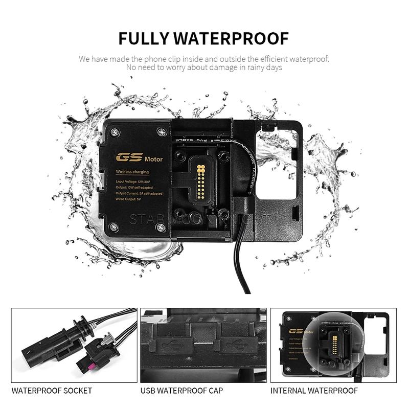 For BMW R1250GS ADV R1200GS F850GS F750GS F700GS F800GS Wireless Charger USB Navigation Mobile Phone Holder F900XR F900R S1000XR