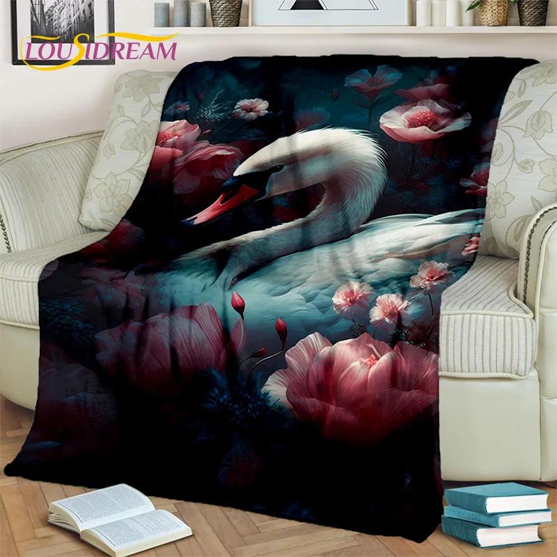 3D Dream Love Swan Cartoon Cygnus Girl Gift Blanket,Soft Throw Blanket for Home Bedroom Bed Sofa Picnic Travel Cover Blanket Kid