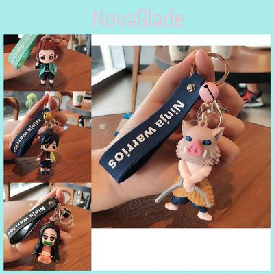 Adorable Demon Slayer Anime Figurine Metal Keychain Cute Car Key Accessory