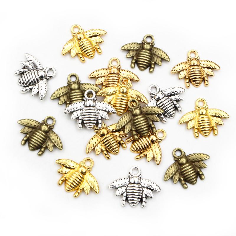 30pcs Bee Charms 20x16mm Tibetan Silver Plated Bronze Gold Pendants Antique Jewelry Making DIY Handmade Craft